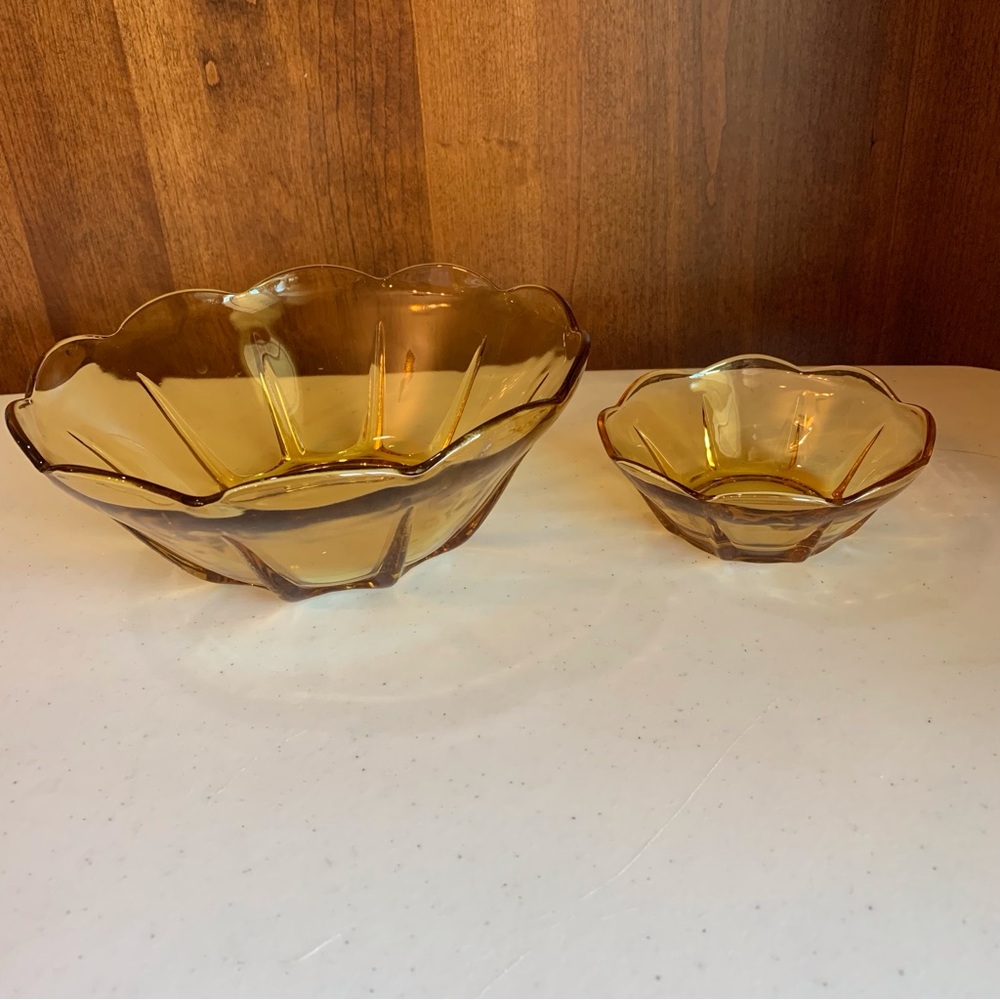 Vintage Anchor Hocking Chip and dip Set Swedish Modern in Honey Gold